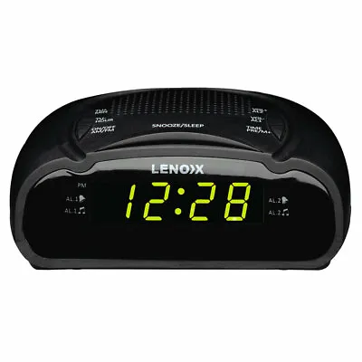 $25 • Buy Lenoxx AM/FM Station Radio Digital LED Dual Alarm Clock Sounds Snooze/Sleep BLK