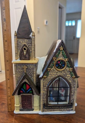 $19.99 • Buy Vintage Christmas Village CHURCH  No Light  Pastor Minister Window Scene 