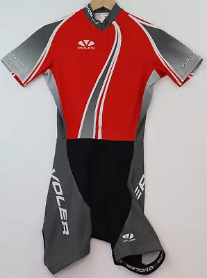 Women's Voler Azura Padded Cycling Bib Shorts Red Gray Size Medium Cut #13131 • $28.49