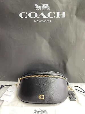 Coach CH813 Pebble Fanny Black/ Gold Belt Leather Pack NWT • $189