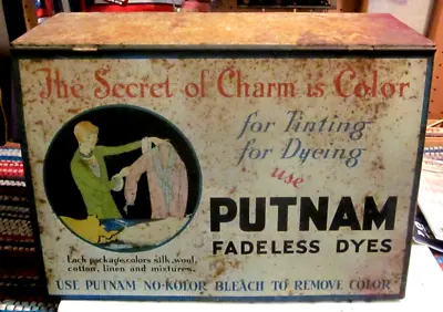 VINTAGE Putnam Dye Cabinet Advertising Display Case Pat 1931 Metal And Wood. • $89.99