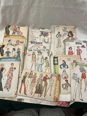 Vintage 1960s-1970s Butterick Simplicity Vogue McCall Sewing Patterns Lot Of 12 • $9.99