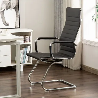 Chrome Cantilever Base PU Office Chair Computer Desk Meeting Room High Back • £83.95