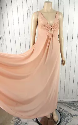 Vintage Olga NWT Nightgown Nylon Nude Beige Keyhole Opening Long Sweep Size 34 S • $65