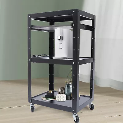 Mobile Media Cart Laptop Table 3 Shelves AV Utility Cart Steel Shelf Office Desk • $149