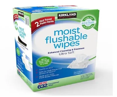 $43.84 • Buy 632 Kids Family Baby Flushable Wipes Bulk Wet Moist Vitamin E+Aloe Towelettes
