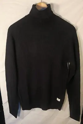 Men's Jumper Knit Roll Neck Gents Pullover Navy Sweater By Jack & Jones Size S • £14.95