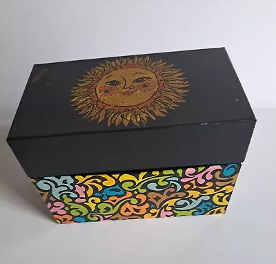 Vintage Ohio Art Groovy Sun Face MCM Psychedelic Hippie Print Tin Recipe Box 60s • $52.47