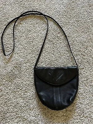 Vintage Genuine Leather Black Mini Crossbody Purse Y2K • $16.50