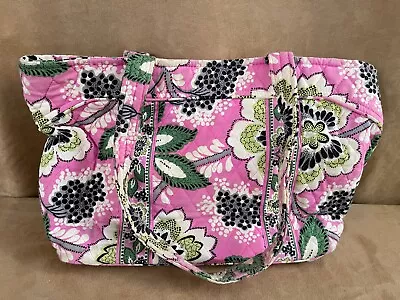 Vera Bradley Purse Priscilla Pink Retired Handbag Floral Side Pockets 2 Strap • $29.50