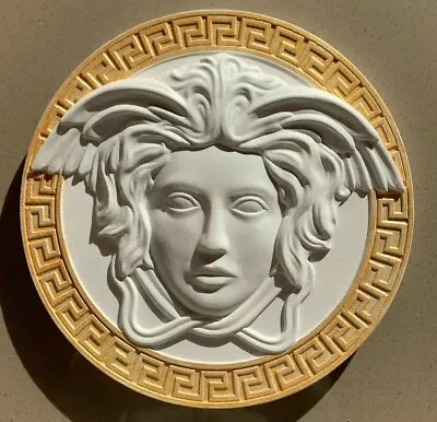 8  Medusa Gorgona Head 3d Carved Wood Greek White Wall And Gold Decor Plaque • $55.20
