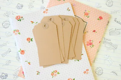 Buff Brown Luggage Tags Rustic Old Fashioned Blank Brown Labels Wedding Craft • £3.99