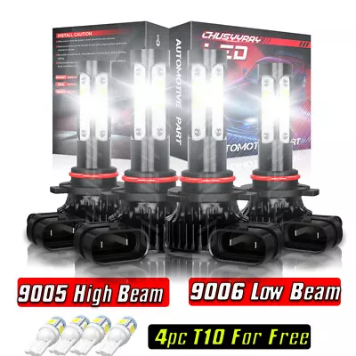 4-Side 9005 9006 Combo LED Headlight Kit High Low Beam Bulb 6000K 4800W 720000LM • $26.99