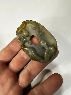 Chinese Russet Celadon Qing Dynasty Nephrite Jade Bi Disc Carving Hardstone • $405