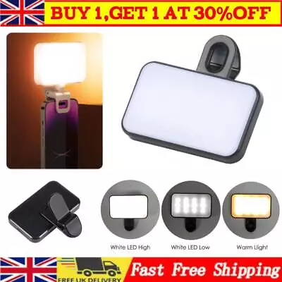 Selfie LED Light Ring Flash Clip Rechargeable Camera For Phone & IPhone Tablets • £8.99