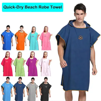 £18.99 • Buy Adult Beach Changing Towel Microfiber Surf Bath Robe Poncho One Size Hooded