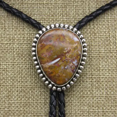 Mexican Agate Sterling Silver Bolo Tie By Jose Campos+ • $285