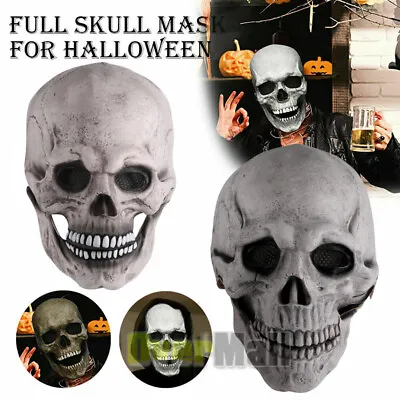 $16.89 • Buy Full Head Skull Mask Helmet With Movable Jaw Halloween Cosplay Crazy Party Prop