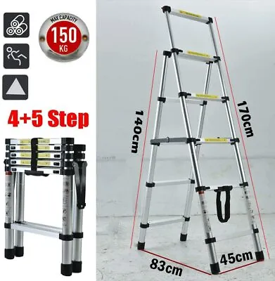 12.5-16.5Ft Telescopic Extension Ladder Aluminum Multi Purpose Folding Non-Slip • $74.10