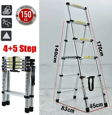 2.6m-6.2Ft Telescopic Extension Ladder Aluminum Multi Purpose Folding Non-Slip • $74.10