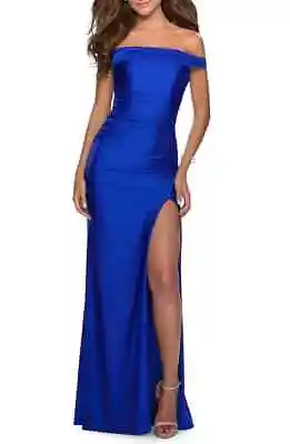 La Femme 28677 Satin Jersey Trumpet Gown SZ 0 ($328) Royal Blue • $126.40