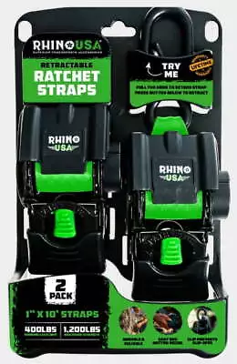 Rhino USA 1in X 10ft Retractable Ratchet Straps 2 Pack • $24.64