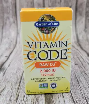 Garden Of Life Vitamin Code Raw D3 - 2000 IU 50mcg - 60 Caps - Exp. 04/2024 • $13.99