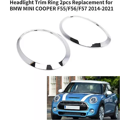 Pair Chrome Headlight Trim Ring Cover For 2014-2019 MINI Cooper S F55 F56 F57 • $34.38