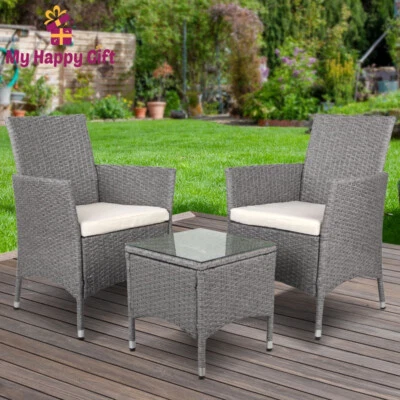 $228.97 • Buy Gardeon Patio Furniture Outdoor Setting Bistro Set Chair Side Table 3 Piece Grey