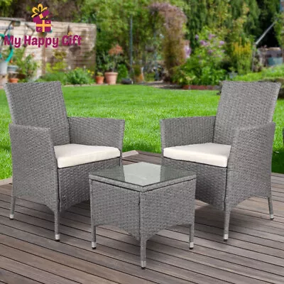 Gardeon Patio Furniture Outdoor Setting Bistro Set Chair Side Table 3 Piece Grey • $245.69