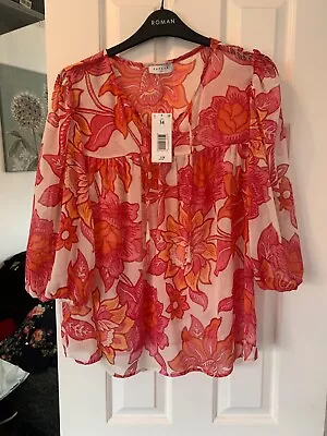 Matalan Papaya Pink Floral Blouse Size 14 BNWT • £3