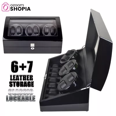 Automatic Rotation 6+7 Watch Winder Leather Storage Watch Display Box Case Gift • $229.99