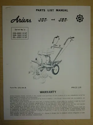 Ariens Super Jet Deluxe Jet Tiller Sn# 23b 09001 24b 15001 25l 03501 Part Manual • $14.99