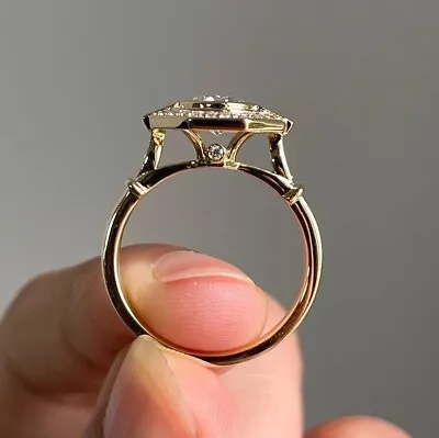 Art Deco Round Cut Lab Created Diamond 14K Yellow Gold Filled Anniversary Ring • $78.20