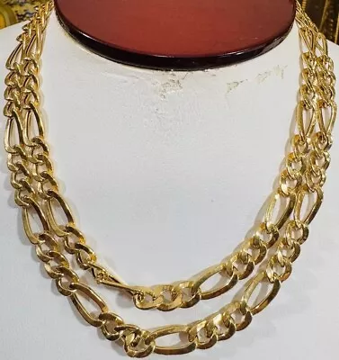 18K 750 Mens Dubai UAE Gold Figaro Chain Necklace 24” Long 6mm 13.3g • $1552