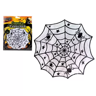 Halloween Spiders Web Round Tablecloth - 100cm Spooky Effect House Party Decor • £3.99