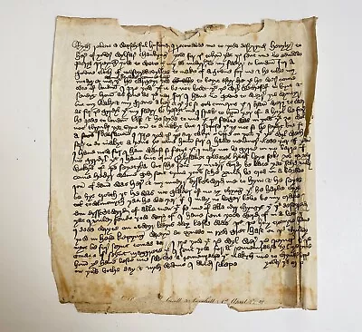 C1400AD Vellum ? Medieval Manuscript Legal Document Early Caligraphy Middle Ages • $124.34