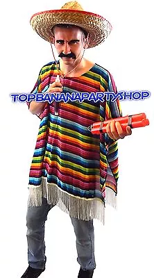 Mexican Poncho Mexico Party Fancy Dress Bandit Cowboy Accessories Stag Do Hen  • £5.99