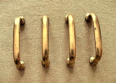 Vintage Solid Brass Cupboard Cabinet Drawer Pulls Lot Of 4 Free Shipping • $18