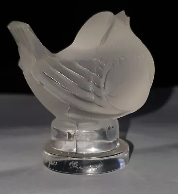 Vintage Small Art Glass Bird Signed Lalique 4x4x3 Cm VGC ?seconds • £70