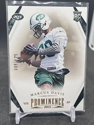 2013 Panini Prominence Gold New York Jets Football Card #161 Marcus Davis /199 • $3