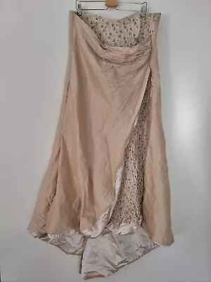 Vintage Wedding Dress Champagne 5pc AUS 14-18 A-Line Silk Taffeta Tulip Hem Bead • $199.99