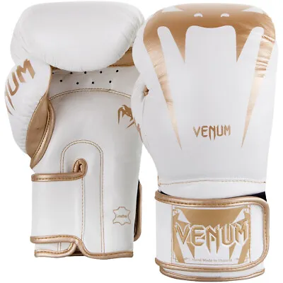 Venum Giant 3.0 Nappa Leather Hook And Loop Training Boxing Gloves - White/Gold • $129.99