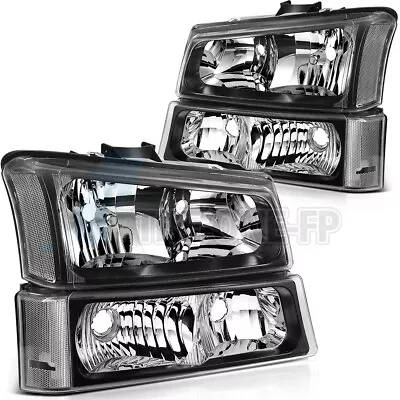 For 2003-2006 Chevrolet Silverado 1500 HD 2500 HD Headlights Assembly Bumper Set • $60.29