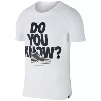 $49.34 • Buy Air Jordan Black Cement 3 T Shirt Do You Know? White/Black Jumpman New Nike Air