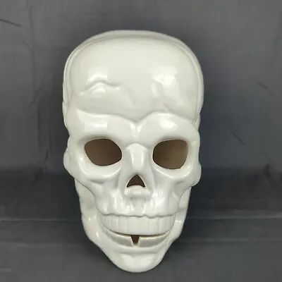 White Ceramic Skull Art Sculpture Spooky Halloween Decoration Unique 9  Tall • $33