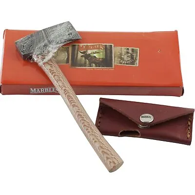 Marbles Mini Damascus Axe 1  Cutting Edge Wood Handle Leather Sheath MR464 • $27.95