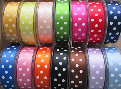 £1.69 • Buy BERISFORDS POLKA DOT SATIN SPOTTY RIBBON  VARIOUS COLOURS 1 Or 3 METRE