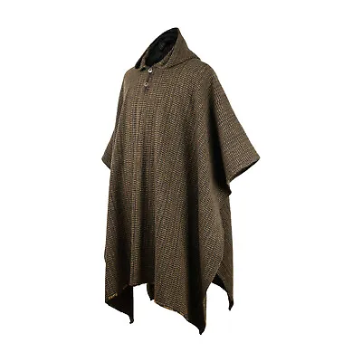 Llama Wool Hooded Poncho Mens Womans Unisex Pullover Sweater Jacket Coffee Beans • $99.95