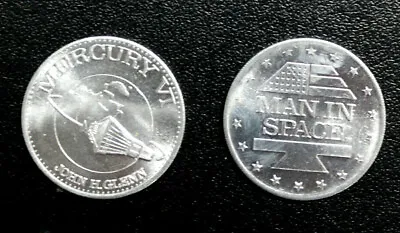 Man In Space SHELL GAS CONTEST 1969  MERCURY VI GLENN USA Aluminium COIN  • $1.50